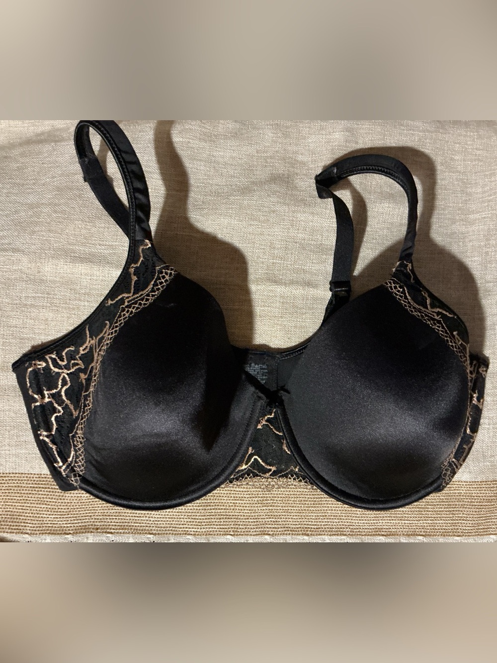Bali Black Bra with Beige Lace Trim
